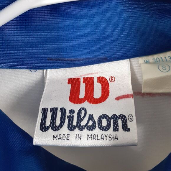 Vtg Wilson Adult Mens Small White Blue Yellow Track Jacket 90s Full Zip - Picture 5 of 9